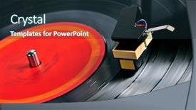  Presentation with vinyl - Slide deck consisting of vinyl record spinning on turntable background and a tawny brown colored foreground