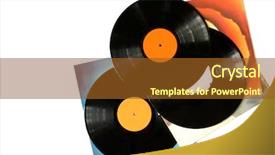  Presentation with music vinyl - PPT theme consisting of vinyl records and album covers background and a tawny brown colored foreground
