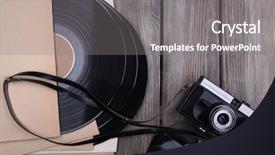  Presentation with vinyl - PPT theme having vinyl records and paper covers background and a gray colored foreground