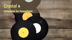  Presentation with vinyl - PPT theme with vinyl-records-on-wooden-table background and a violet colored foreground
