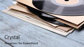  Presentation with music vinyl - Beautiful presentation theme featuring records records and paper cover backdrop and a light blue colored foreground