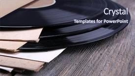  Presentation with vinyl - Beautiful PPT theme featuring vinyl records records and paper backdrop and a wine colored foreground