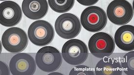  Presentation with vinyl - Audience pleasing theme consisting of vinyl-records-set-lp-collection backdrop and a gray colored foreground