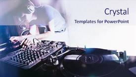  Presentation with dance music - Colorful PPT layouts enhanced with vinyl turntable at party backdrop and a sky blue colored foreground