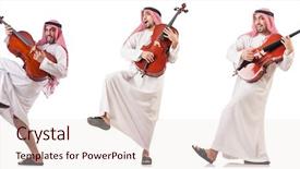  Presentation with arabic music arab man playing - Amazing presentation design having viola - arab man playing cello isolated backdrop and a lemonade colored foreground