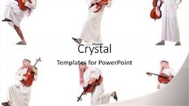  Presentation with arabic music arab man playing - Presentation theme featuring viola - arab man playing cello isolated background and a white colored foreground