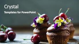  Presentation with cupcakes - PPT theme with viola - cherry cupcakes background and a dark gray colored foreground