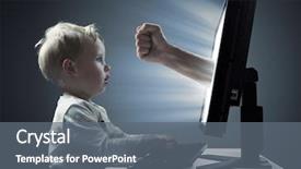  Presentation with violence - Audience pleasing slide deck consisting of violence in internet concept backdrop and a gray colored foreground