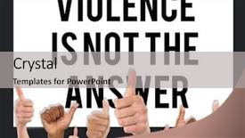  Presentation with violence - Slides having composite of thumbs up violence background and a light gray colored foreground