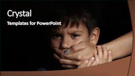  Presentation with children abuse - Slide deck featuring prevention victimization - female hand covering mouth background and a black colored foreground