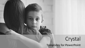  Presentation with sad - Colorful slide set enhanced with prevention victimization - sad little boy hugging his backdrop and a light gray colored foreground