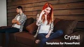  Presentation with family quarreling - Audience pleasing theme consisting of violence psychology - family quarrel couple in conflict backdrop and a wine colored foreground