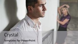  Presentation with violence - PPT theme enhanced with violence psychology - handsome couple in separation background and a light gray colored foreground