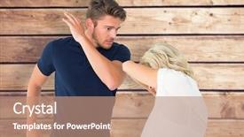  Presentation with violence against women - Amazing slide deck having violence women - angry man about to hit backdrop and a coral colored foreground