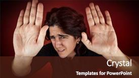  Presentation with violence against women - Beautiful theme featuring violence women - frightened woman defending herself backdrop and a tawny brown colored foreground
