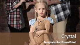  Presentation with parents - Theme enhanced with violence women - little girl with toy rabbit background and a tawny brown colored foreground