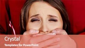  Presentation with kidnapping - Presentation theme featuring violence women - man kidnapping young woman background and a coral colored foreground