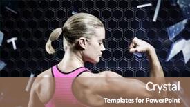  Presentation with flexing - Presentation design with violence women - muscular woman flexing her arm background and a  colored foreground