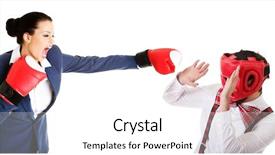  Presentation with defending - Amazing presentation design having violence women - old fashioned man defending backdrop and a  colored foreground