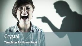  Presentation with violence against women - Amazing slide deck having violence women - pretty brunette shouting against silhouette backdrop and a seafoam green colored foreground