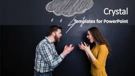 Presentation with violence against women - Colorful PPT theme enhanced with violence women - quarrelling young couple standing backdrop and a dark gray colored foreground