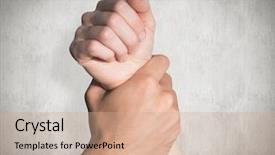  Presentation with violence against women - PPT theme featuring violence women - womans wrist held by man background and a coral colored foreground