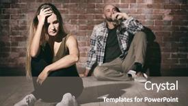  Presentation with violence woman - PPT theme having violence women - young woman and man background and a gray colored foreground