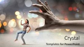  Presentation with violence women - Colorful slides enhanced with violence women - young woman in casual running backdrop and a soft green colored foreground