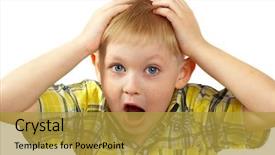  Presentation with childrens emotions - Presentation consisting of violent chil - boy the blonde experiences emotions background and a gold colored foreground