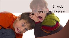  Presentation with violent - Slide set having violent chil - brothers fighting background and a  colored foreground