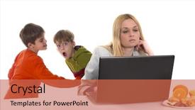  Presentation with working mother - Cool new slide deck with violent chil - busy working mother with computer backdrop and a red colored foreground