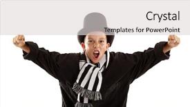  Presentation with yelling - Beautiful PPT theme featuring violent chil - young supporter is yelling backdrop and a  colored foreground