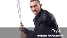  Presentation with violent - Presentation theme featuring violent man with baseball bat background and a dark gray colored foreground