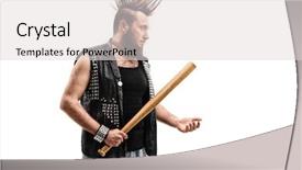  Presentation with violent - PPT theme consisting of violent punk rocker holding background and a light gray colored foreground