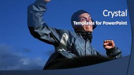  Presentation with hooligan - Cool new presentation theme with violent sport - angry hooligan over blue sky backdrop and a ocean colored foreground