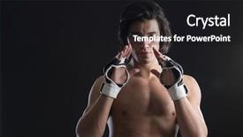  Presentation with boxing - Theme enhanced with violent sport - bare chested young malaysian boxer background and a black colored foreground