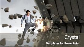  Presentation with street art bricks - Cool new PPT layouts with violent sport - businessman crashing bricks backdrop and a  colored foreground