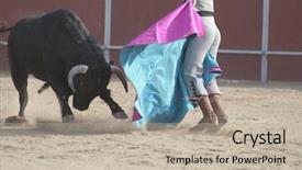  Presentation with spain - Slide deck having violent sport - fighting bull picture from spain background and a  colored foreground