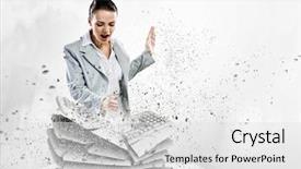  Presentation with bricks - Presentation design with violent sport - image of businesswoman breaking bricks background and a  colored foreground