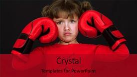  Presentation with violent - Slides consisting of violent sport - little girl with boxing gloves background and a crimson colored foreground