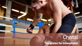  Presentation with violent - Amazing PPT layouts having violent sport - portrait of professional wrestlers fighting backdrop and a tawny brown colored foreground