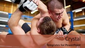  Presentation with boxing - Colorful PPT layouts enhanced with violent sport - portrait of shirtless professional wrestlers backdrop and a red colored foreground