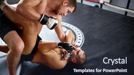  Presentation with boxing ring - Amazing PPT layouts having violent sport - portrait of shirtless wrestler fighting backdrop and a wine colored foreground