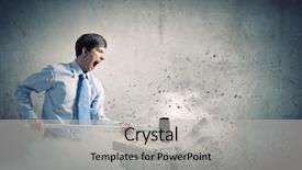  Presentation with demolition bricks - PPT theme consisting of violent sport - young angry businessman crashing bricks background and a  colored foreground