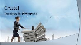  Presentation with bricks - Audience pleasing slide deck consisting of violent sport - young angry businesswoman crashing bricks backdrop and a  colored foreground