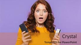  Presentation with mobile banking - Presentation with violet background using mobile background and a  colored foreground