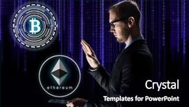  Presentation with ultra - Colorful slide set enhanced with violet binary code on black backdrop and a black colored foreground