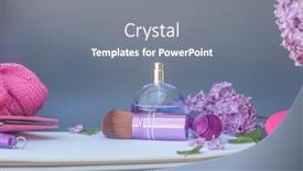  Presentation with perfume - Presentation theme having violet-circle-perfume-bottle background and a  colored foreground
