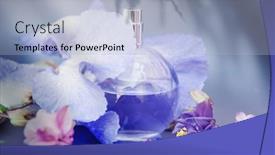  Presentation with perfume - Theme enhanced with violet-circle-perfume-bottle background and a light blue colored foreground