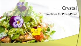 Presentation with green plate - PPT layouts featuring violet fries - green salad on a white background and a white colored foreground